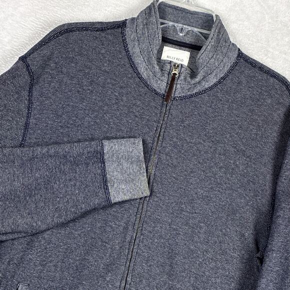 Billy Reid Knit Sweater Full Zip Track Jacket Men L Blue Preppy Outdoor Designer - Picture 1 of 9